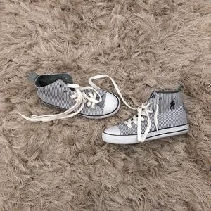 Blue and white Striped polo sneakers